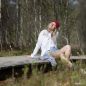 Preview: Beanie Baumwolle Rot Tragebeispiel